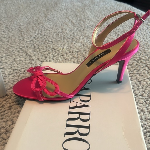 Caparros Fuchsia Satin Pink Strap Heels - Picture 3 of 4